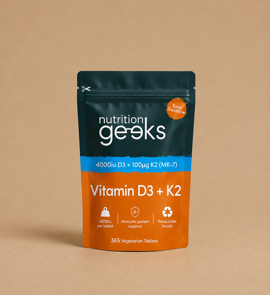 Nutrition Geeks Vitamin D3 & K2 Tablets – 365 Pack