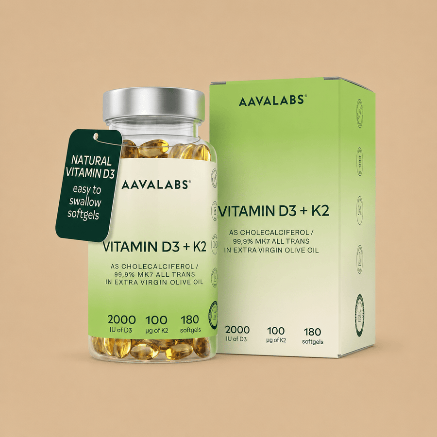 AAVALABS Vitamin D3 + K2 Softgels
