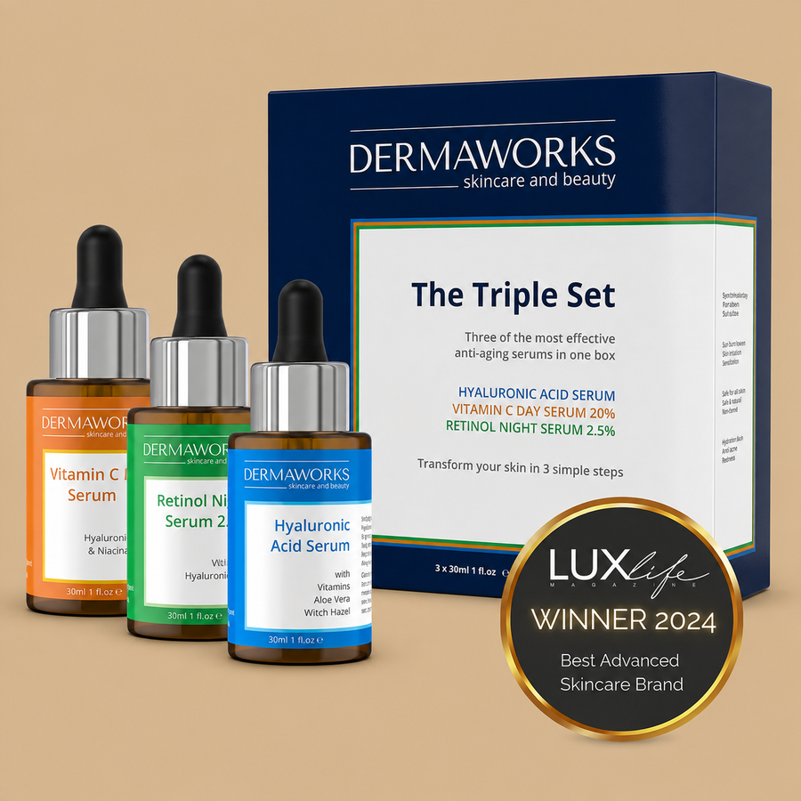 DERMAWORKS 3-Piece Face Serum Skincare Set