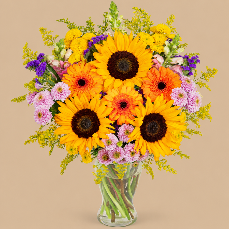 Sunflower Fresh Flower Bouquet with Vase