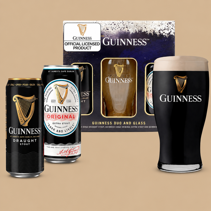 Guinness Draught Beer & Pint Glass Gift Set (Duo Cans & Glass)