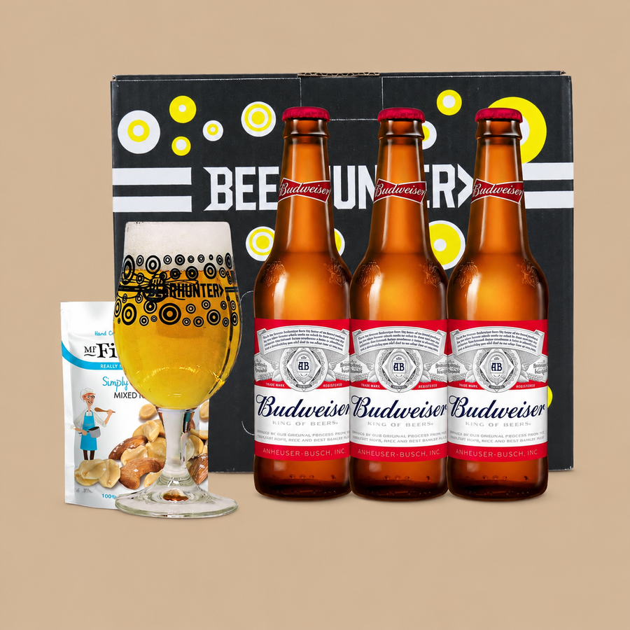 Beer Hunter Budweiser Lager Beer Gift Set