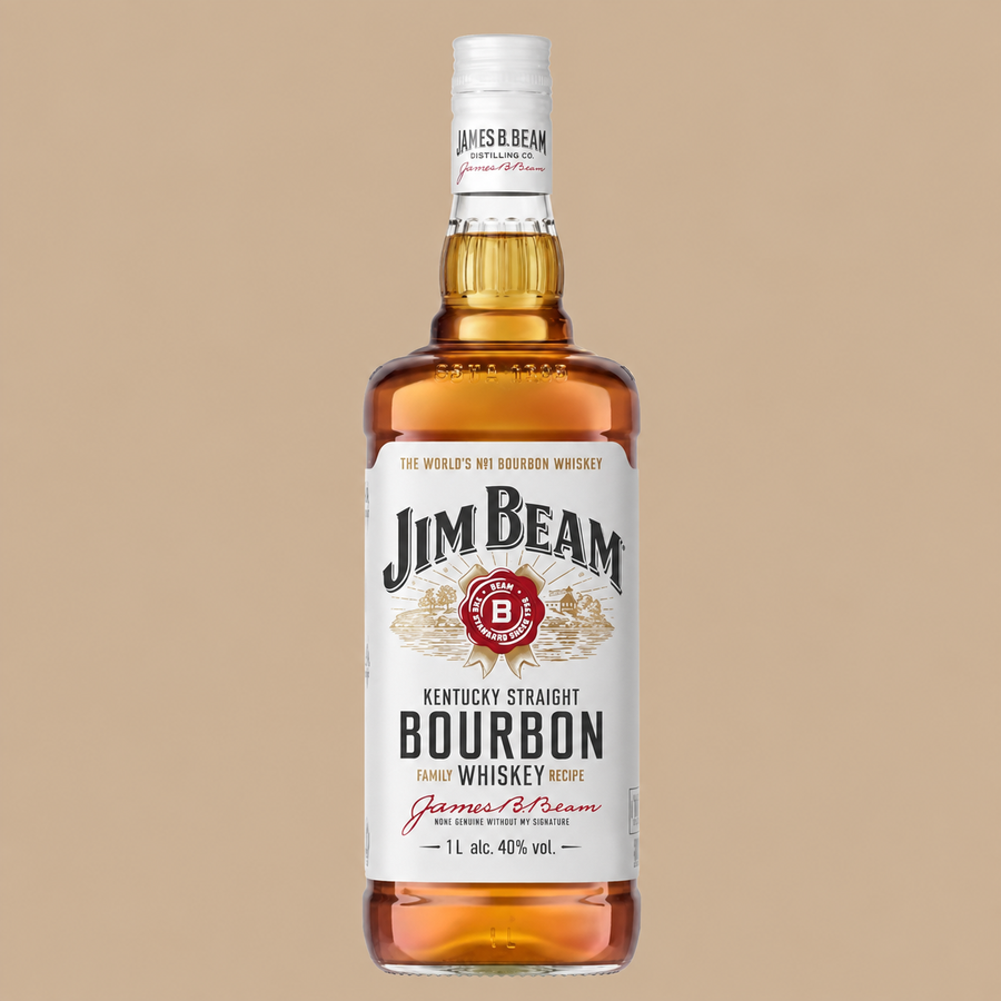 Jim Beam Kentucky Straight Bourbon Whiskey 1L (Pack of 1)