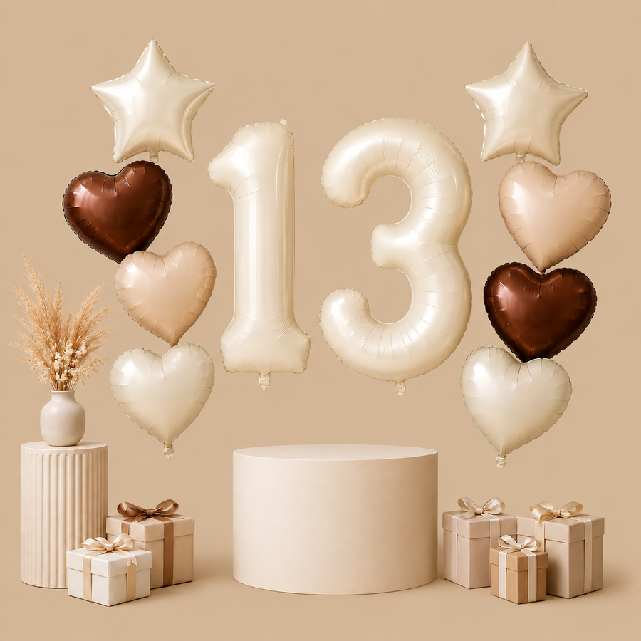 13th Birthday Neutral Cream Balloon Set