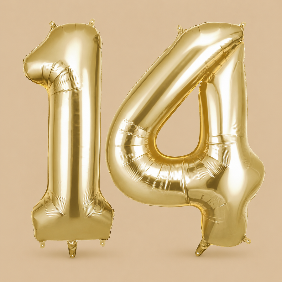 14th Birthday Gold Number Balloon