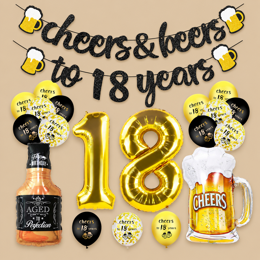 18th Birthday Cheers & Beers Balloon Decoration Set
