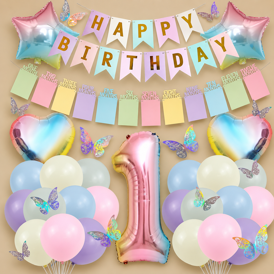 1st Birthday Pastel Balloon Decoration Set