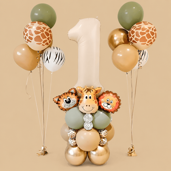 1st Birthday Jungle Safari Green & Gold Balloon Arch Kit