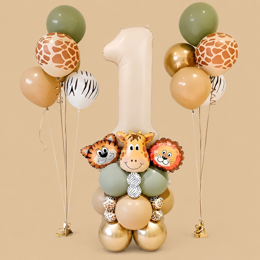 1st Birthday Jungle Safari Green & Gold Balloon Arch Kit