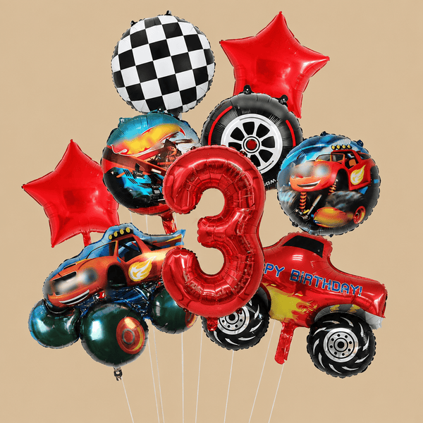3rd Birthday Race Car Balloon Set - A