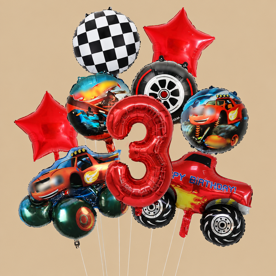 3rd Birthday Race Car Balloon Set - A