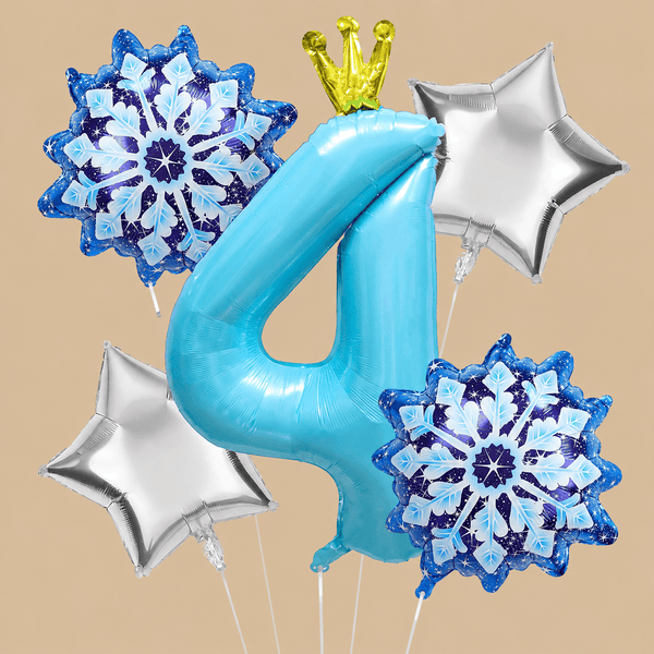 4th Birthday Winter Snowflake Balloon Set