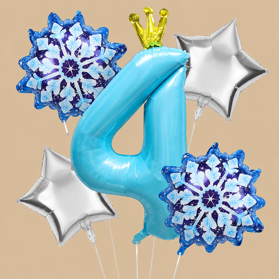 4th Birthday Winter Snowflake Balloon Set