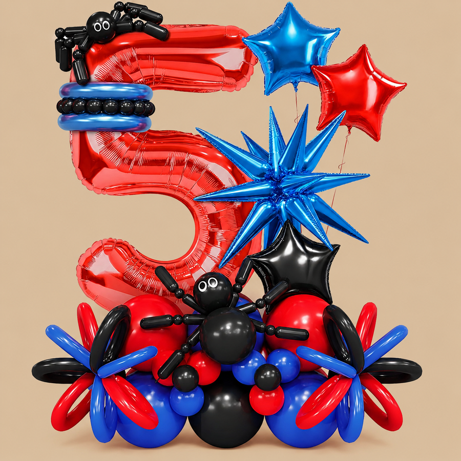 5th Birthday Black Spider Balloon Decoration Set