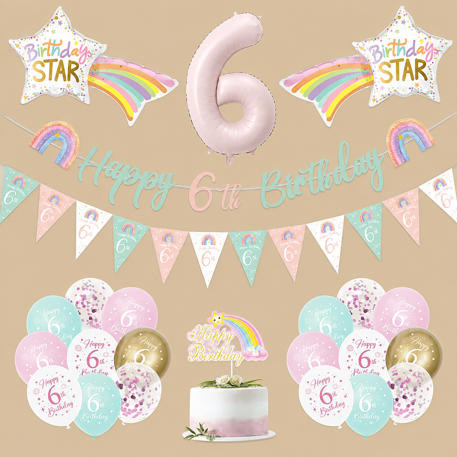 6th Birthday Pink Balloon Decoration Set