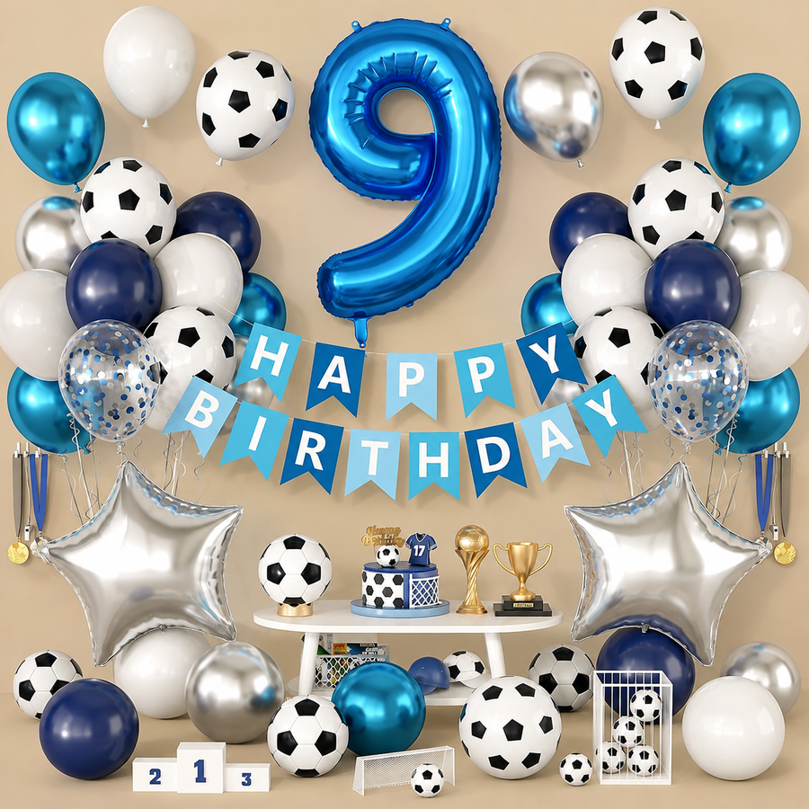 9th Birthday Football Balloon Decoration Set