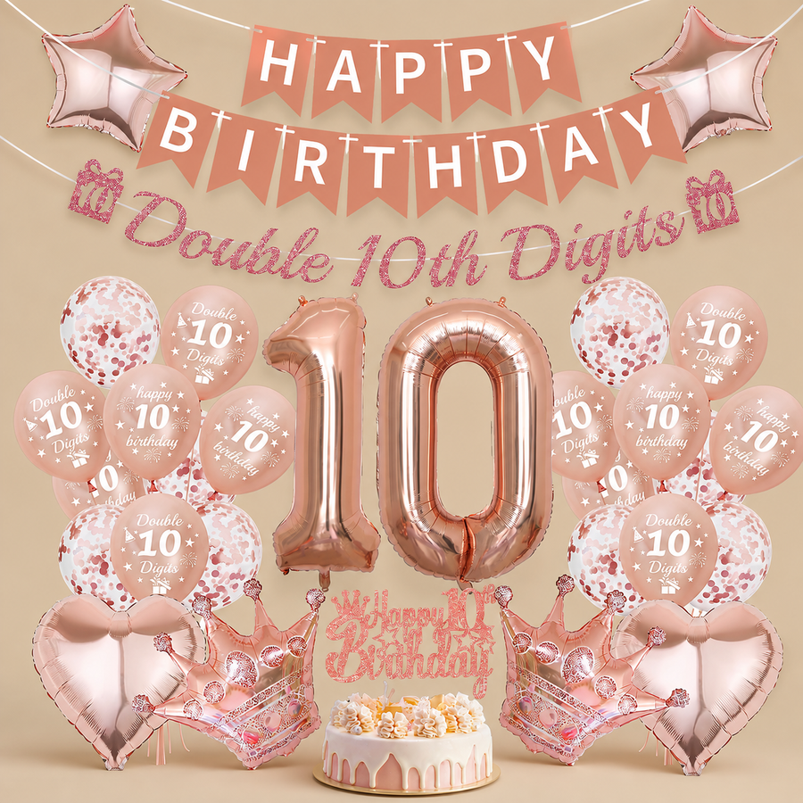 10th Birthday Balloon Decoration Set for Girls