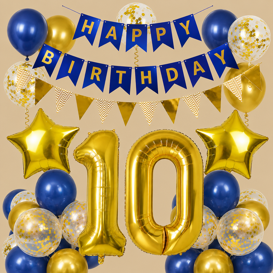 10th Birthday Balloon & Bunting Decoration Set
