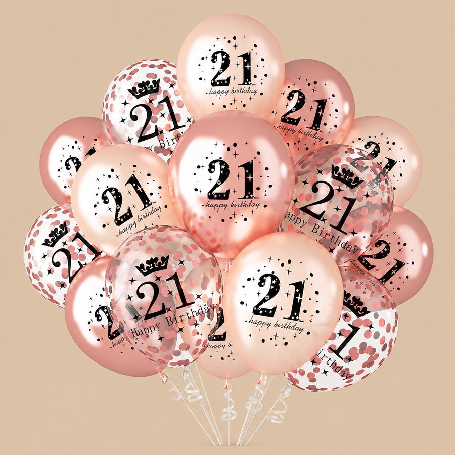 21st Birthday Rose Gold Balloon Set