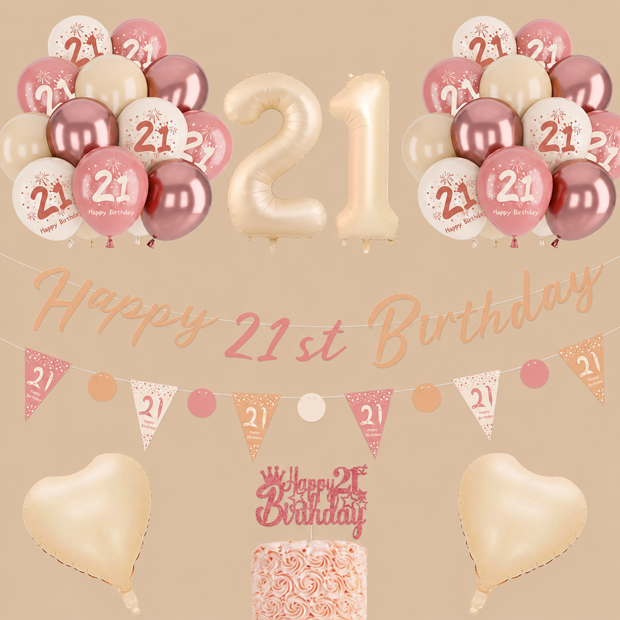 21st Birthday Blush Pink & Rose Gold Balloon Set