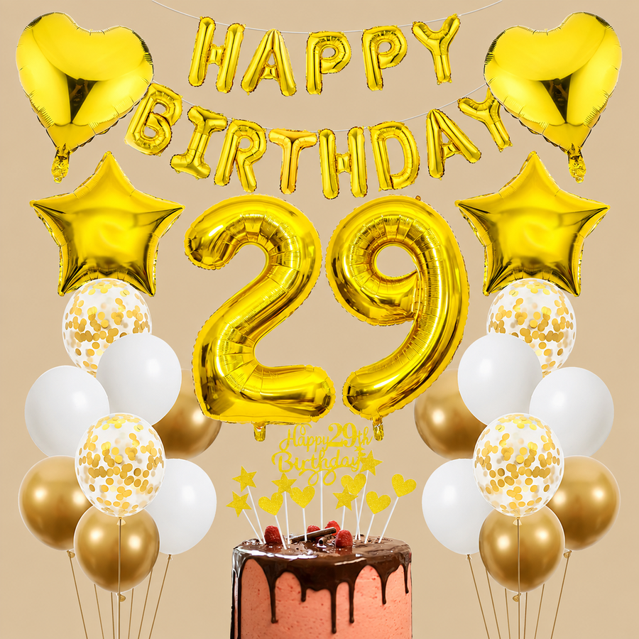 29th Birthday Gold Decoration Set