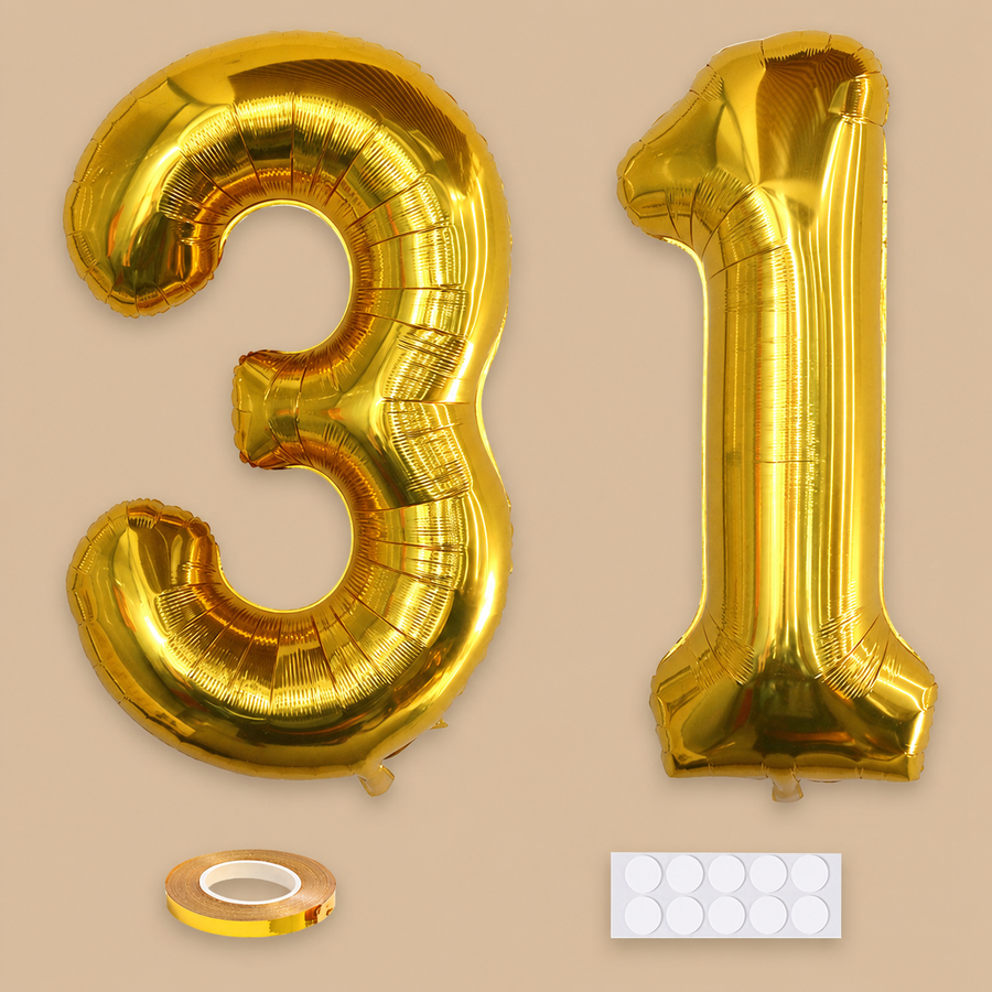 31st Birthday Gold Number Balloon Set