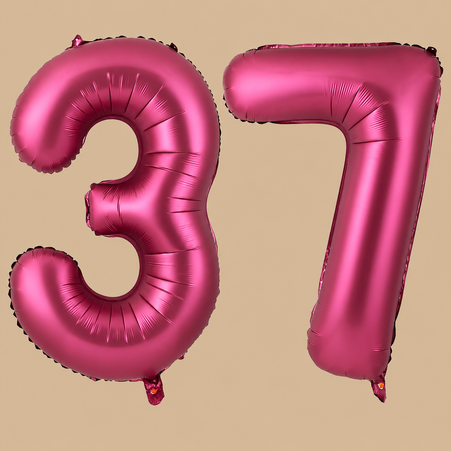 37th Birthday Burgundy Number Balloon Set