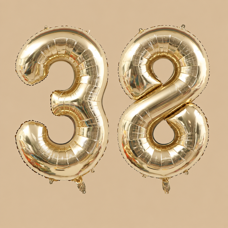 38th Birthday Light Gold Number Balloon Set