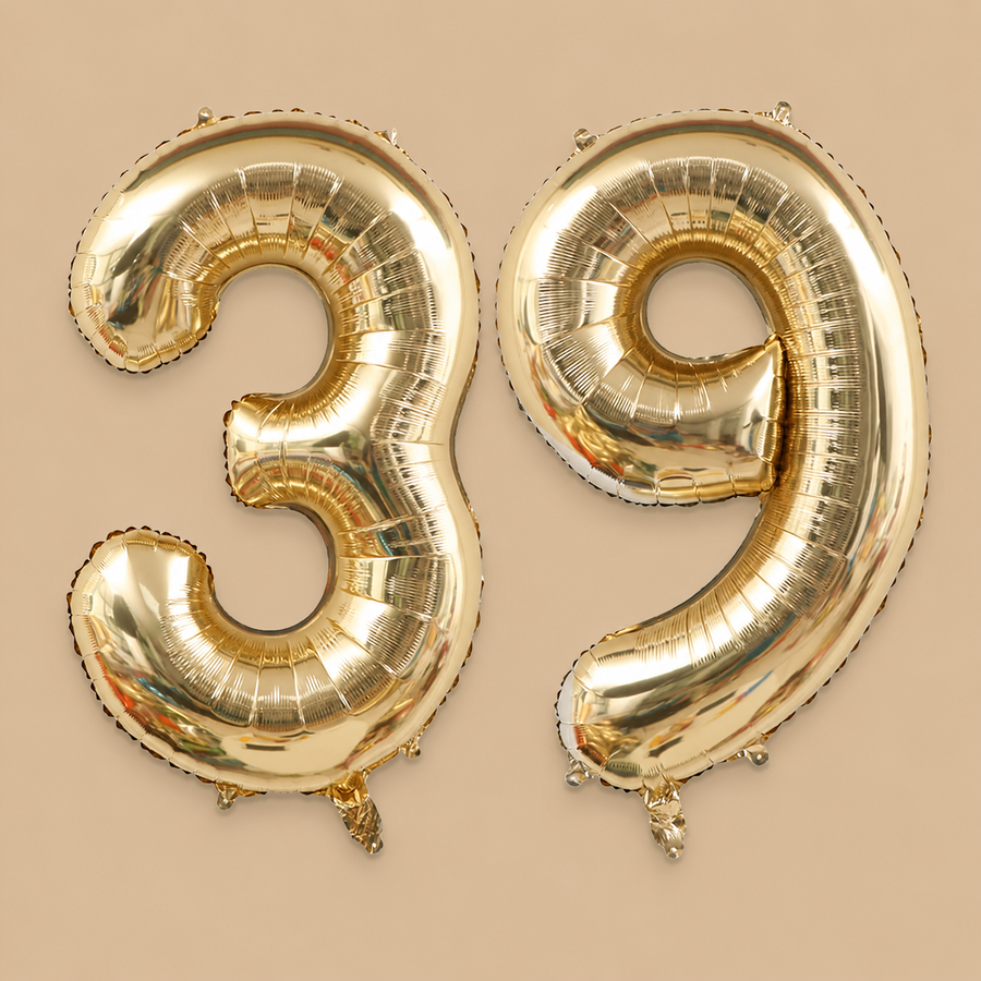 39th Birthday Light Gold Number Balloon Set