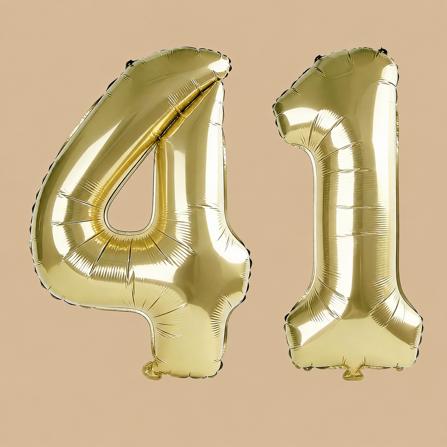 41st Birthday Champagne Gold Number Balloons