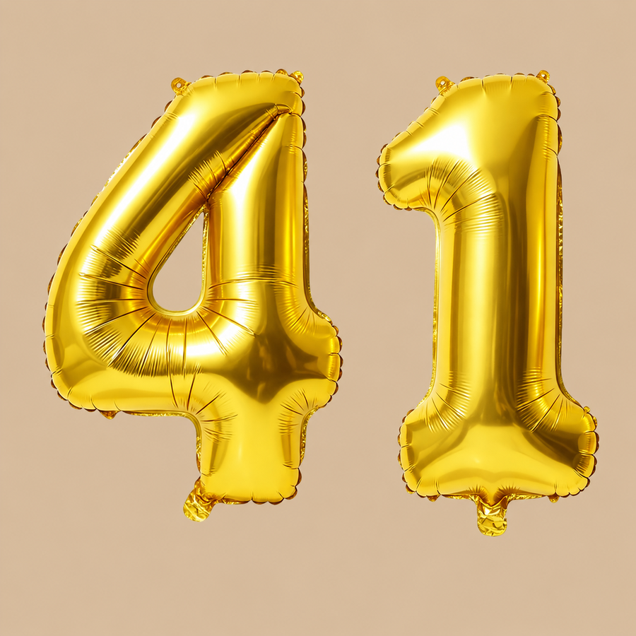 41st Birthday Gold Number Balloons