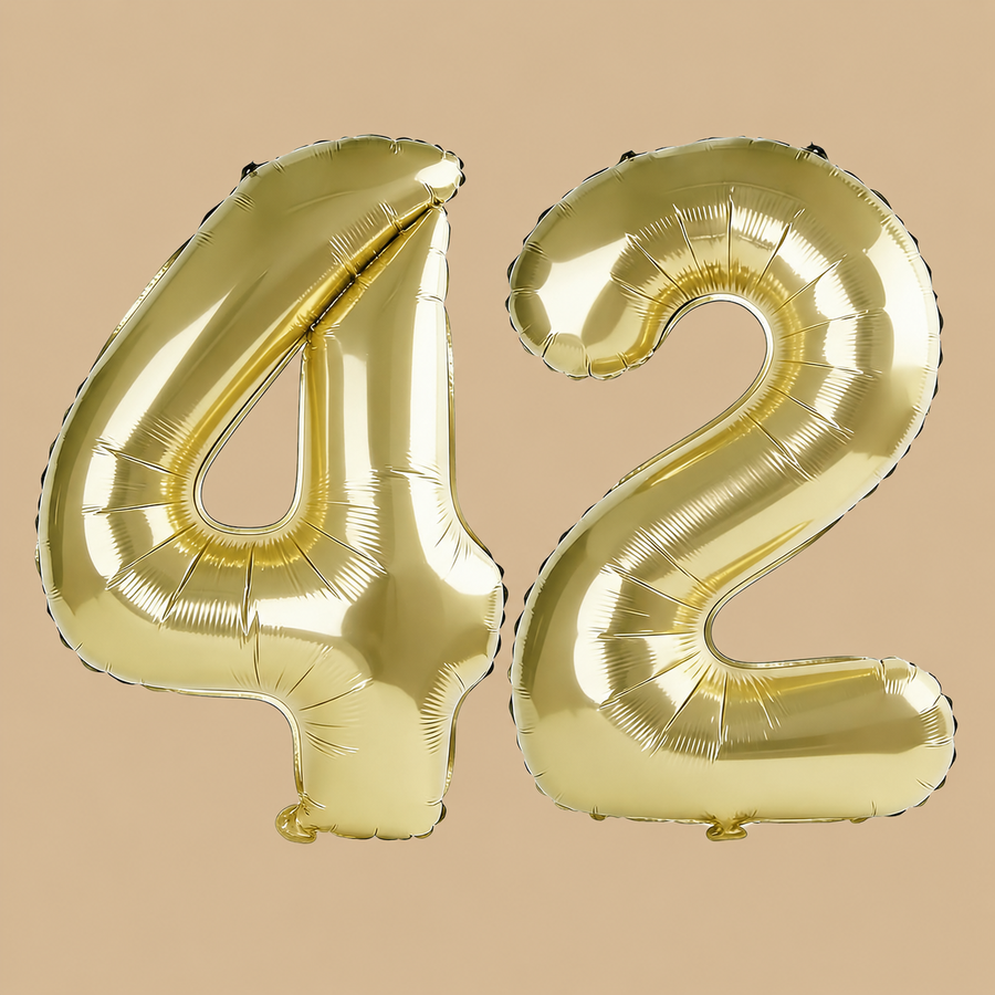 42nd Birthday Champagne Gold Number Balloons