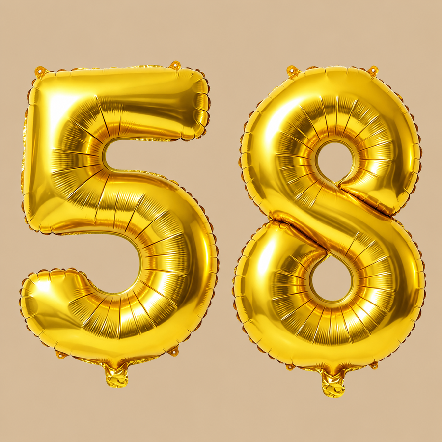 58th Birthday Gold Number Balloons