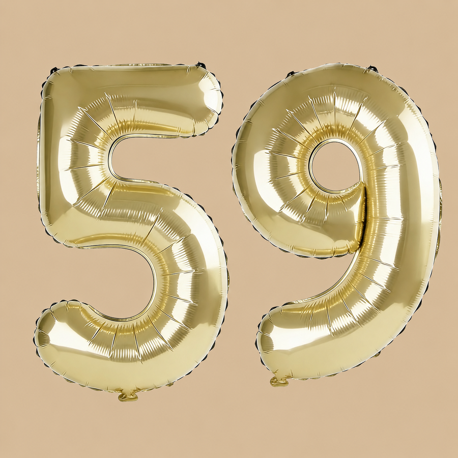 59th Birthday Champagne Gold Number Balloons