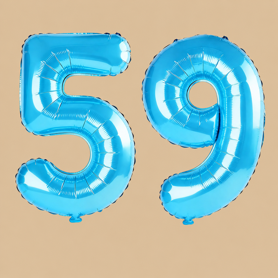 59th Birthday Jewelry Blue Number Balloons