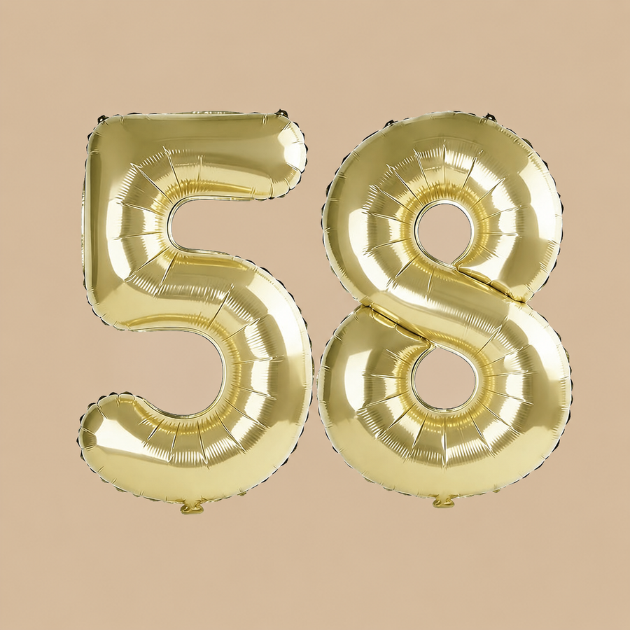 58th Birthday Champagne Gold Number Balloons