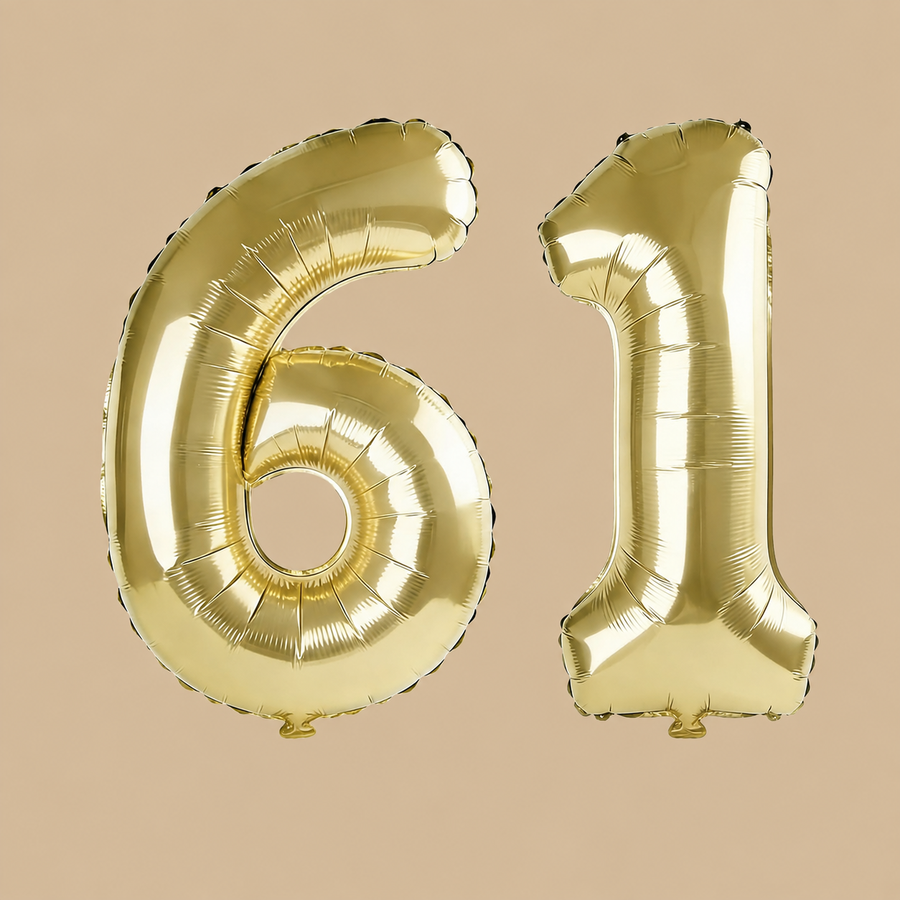 61st Birthday Champagne Gold Number Balloons
