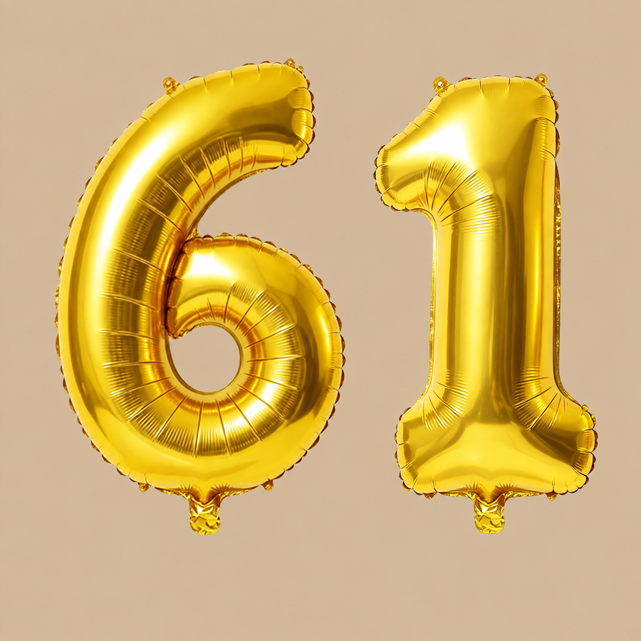 61st Birthday Gold Number Balloons