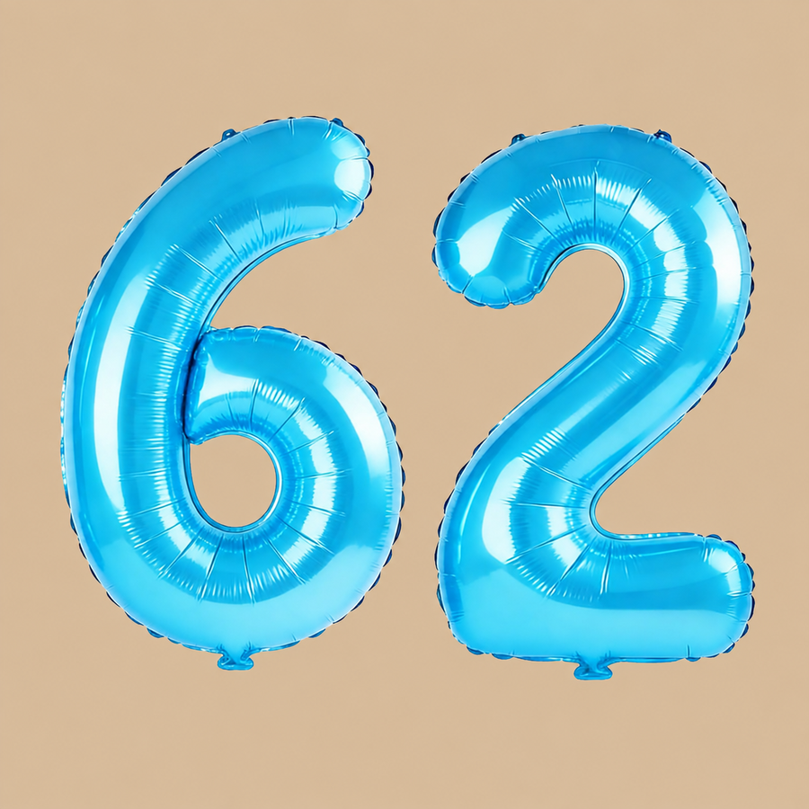 62nd Birthday Jewelry Blue Number Balloons