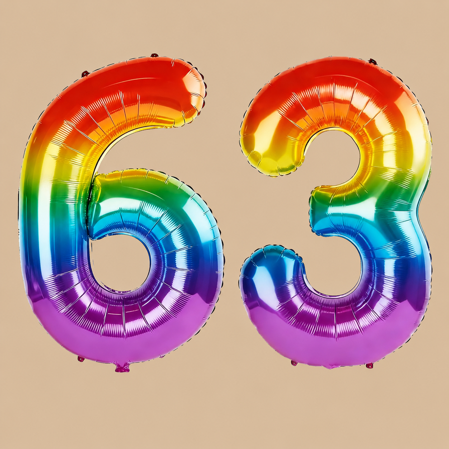 63rd Birthday Rainbow Number Balloons