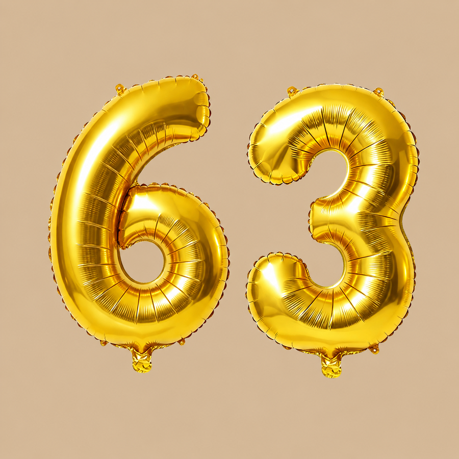 63rd Birthday Gold Number Balloons