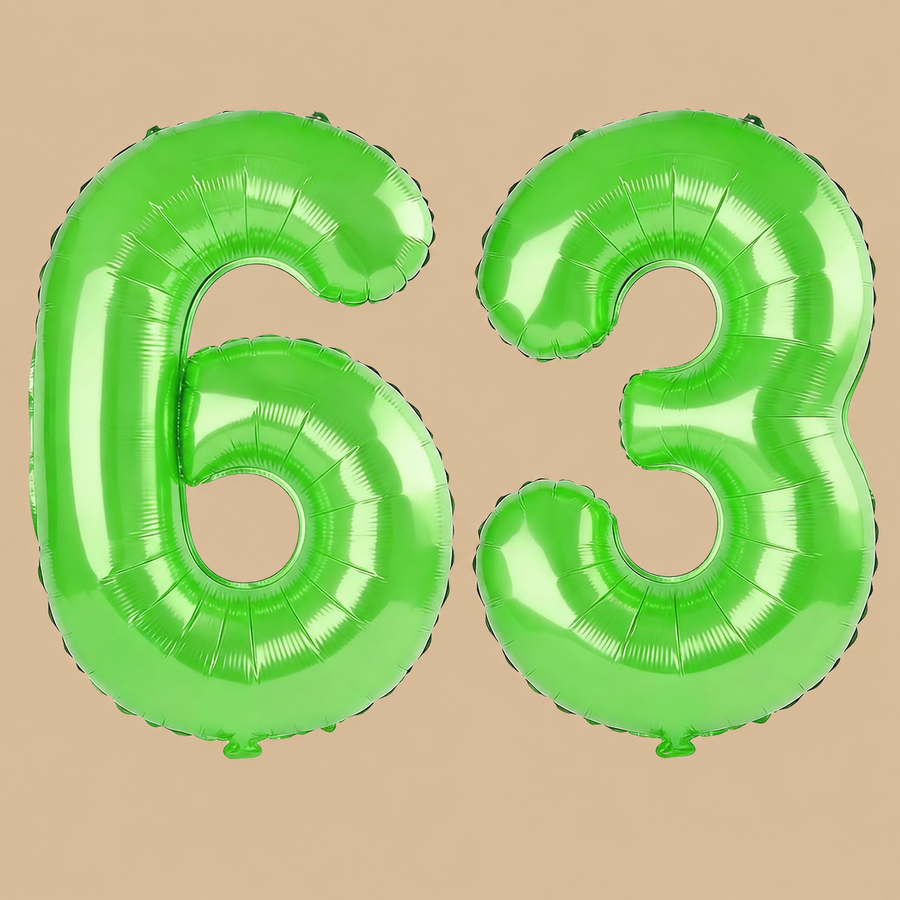 63rd Birthday Fruit Green Number Balloons