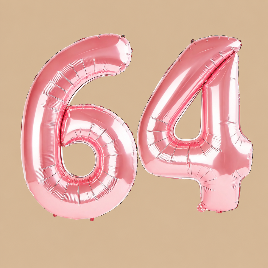 64th Birthday Jewelry Pink Number Balloons