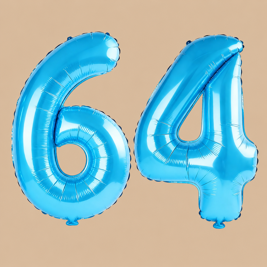64th Birthday Jewelry Blue Number Balloons