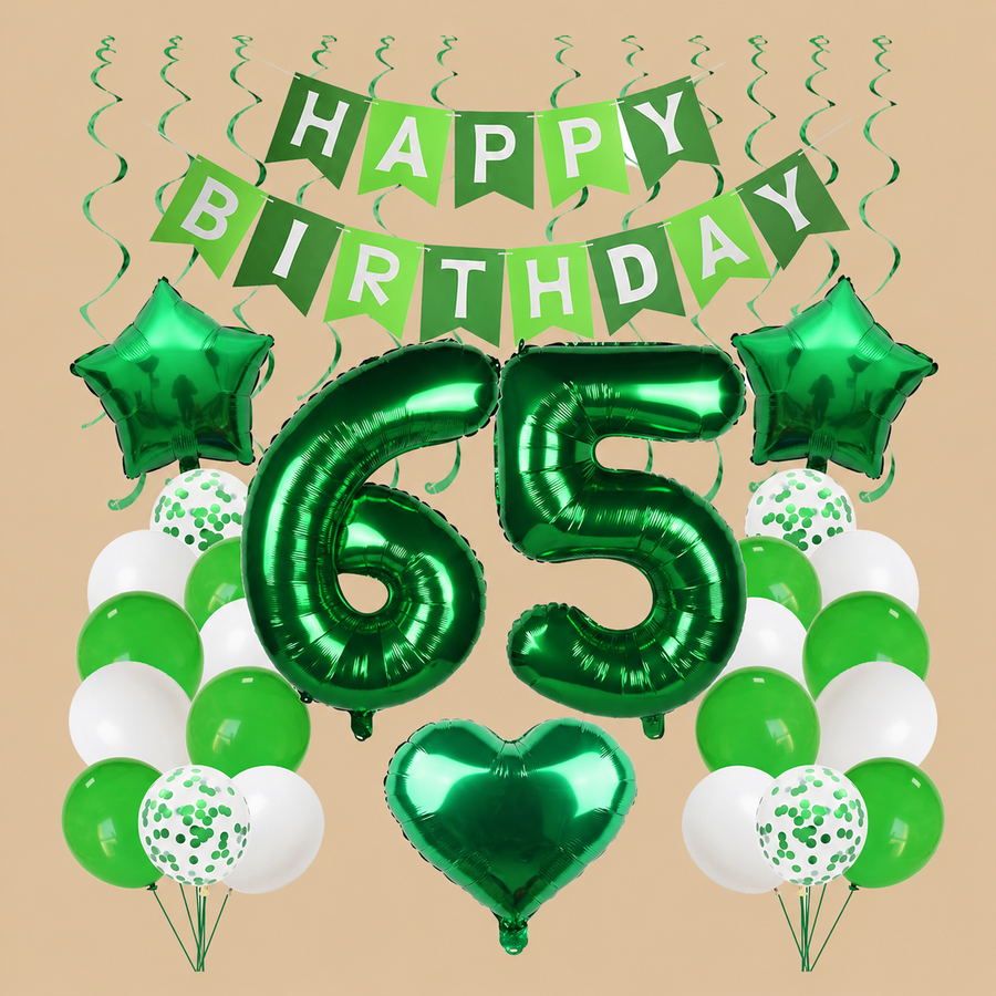 65th Birthday Green Balloon Decoration Set