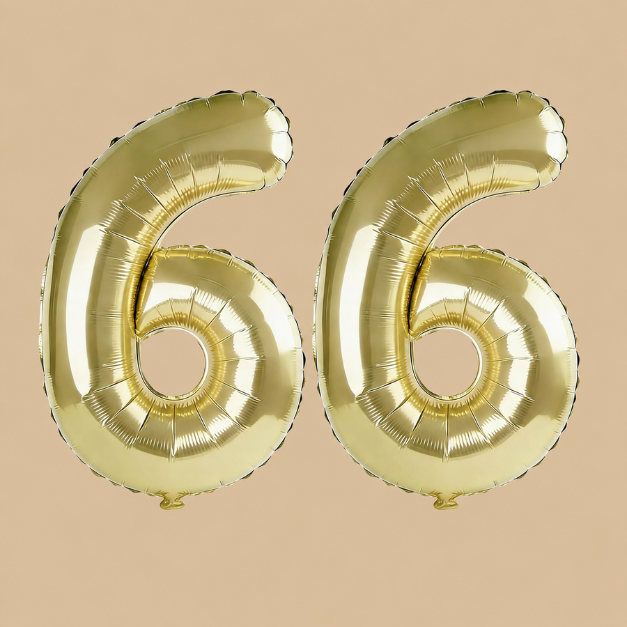 66th Birthday Champagne Gold Number Balloons