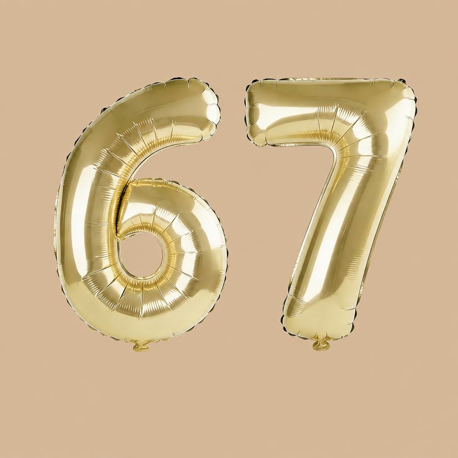 67th Birthday Champagne Gold Number Balloons
