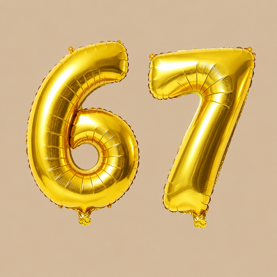 67th Birthday Gold Number Balloons