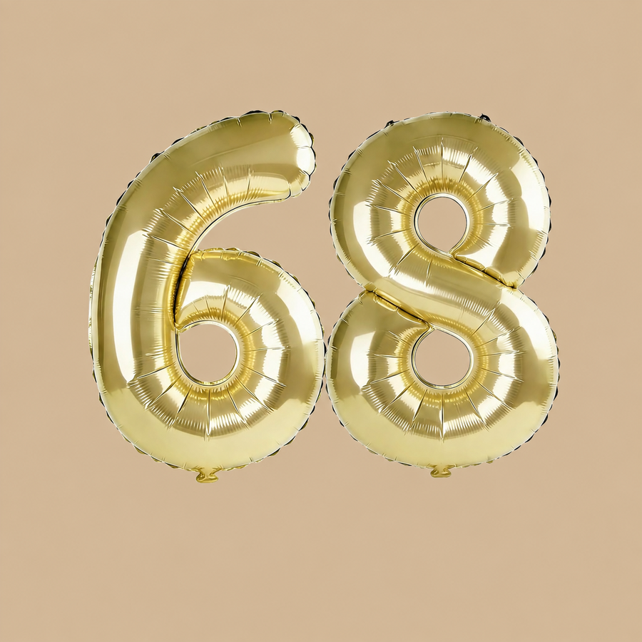 68th Birthday Champagne Gold Number Balloons