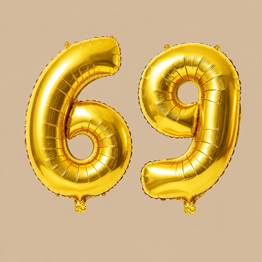 69th Birthday Gold Number Balloons